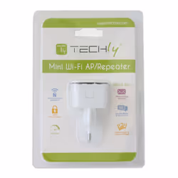 Techly I-WL-REPEATER7 prolongateur réseau Répéteur réseau Blanc 10, 100 Mbit/s