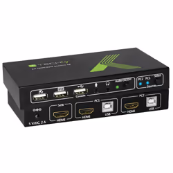 Techly 2x1 USB HDMI KVM Switch 4Kx2K IDATA KVM-HDMI2U, 3840 x 2160 pixels, Noir