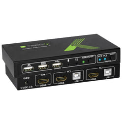 Techly 2x1 USB HDMI KVM Switch 4Kx2K IDATA KVM-HDMI2U commutateur écran, clavier et souris Noir