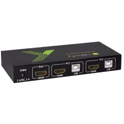 Techly 2x1 USB HDMI KVM Switch 4Kx2K IDATA KVM-HDMI2U commutateur écran, clavier et souris Noir