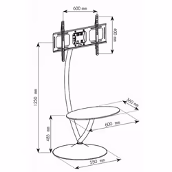 Techly ICA-TR13 support pour téléviseur 70" Noir, Argent