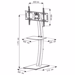 Techly ICA-TR14 support pour téléviseur 70" Noir, Argent