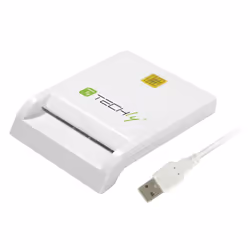 Techly Compact Smart Card Reader/Writer USB2.0 White I-CARD CAM-USB2TY, USB 2.0, 1,5 m, Blanc, 107 g