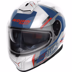 Nolan N80-8 Wanted N-Com Casque, blanc-rouge-bleu, taille XL pour Hommes