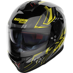 Nolan N80-8 Turbolence N-Com Casque, noir-gris-jaune, taille L pour Hommes