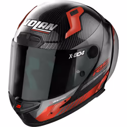 Nolan X-804 RS Ultra Carbon Hot Lap Casque, noir-gris-rouge, taille 2XS pour Hommes