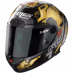 Nolan X-804 RS Ultra Carbon Carlos Checa Gold Replica Casque, noir-or, taille XS pour Hommes