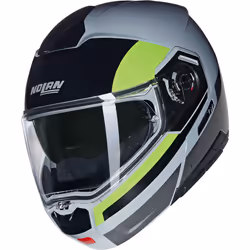 Nolan N90-3 06 Roboto N-Com Casque, noir-gris-vert, taille M pour Hommes