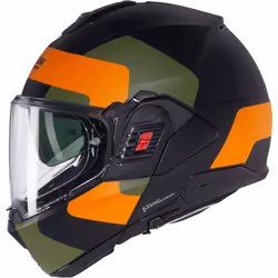 Nolan N120-1 Omocromo N-Com Casque, noir-vert-orange, taille 2XL pour Hommes
