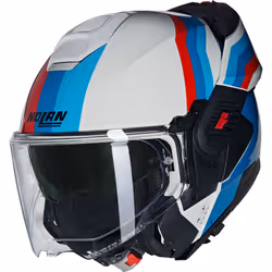 Nolan N120-1 Lineo N-Com Casque, blanc-rouge-bleu, taille M pour Hommes
