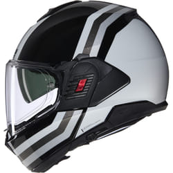 Nolan N120-1 Lineo N-Com Casque, noir-blanc-argent, taille S pour Hommes