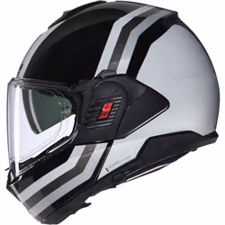 Nolan N120-1 Lineo N-Com Casque, noir-blanc-argent, taille M pour Hommes