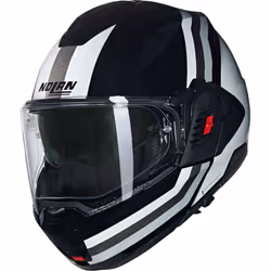 Nolan N120-1 Lineo N-Com Casque, noir-blanc-argent, taille L pour Hommes
