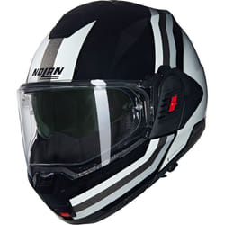 Nolan N120-1 Lineo N-Com Casque, noir-blanc-argent, taille 2XL pour Hommes