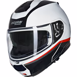 Nolan N100-6 Incognito N-Com Casque, noir-blanc-rouge, taille L pour Hommes