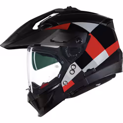 Nolan N70-2X 06 Ruvido N-Com Casque de motocross, noir-gris-rouge, taille L pour Hommes