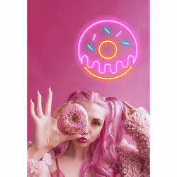 Candyshock "Donut" Neon Sign Figurine lumineuse décorative Rose, Jaune