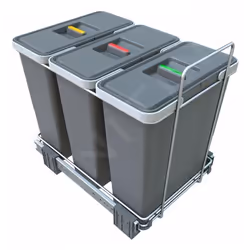 Poubelle de tri sélectif Ecofil, cloisonnée couleur : gris matériau : inox/plastique dimensions 460 x 325 x 420 mm coulissant ...