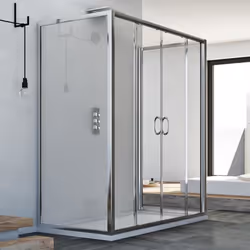 Cabine douche à trois côtés 70x120x70 CM H185 trasparent modèle Replay Trio avec 2 portillons
