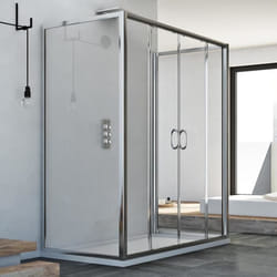 Cabine douche à trois côtés 70x120x70 CM H185 trasparent modèle Replay Trio avec 2 portillons