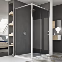 Cabine Douche Replay Duo 1 Portillon - Replay - 80x110 CM H185 - Coulissante - Verre 6 mm - Gris