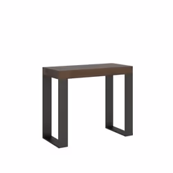 Console murale extensible Tecno Small Premium Noyer - Marque Tecno - Rectangulaire - Blanc/Marron - 90x40/196 cm