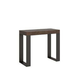 Console murale extensible Tecno Small Premium Noyer - Marque Tecno - Rectangulaire - Blanc/Marron - 90x40/196 cm