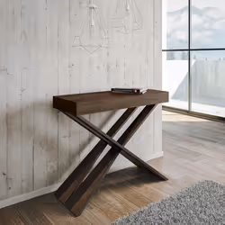 Console extensible - DIAGO - Diago Noix - 90x40-300 cm - 14 places - Bois massif
