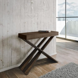 Console extensible - DIAGO - Diago Noix - 90x40-300 cm - 14 places - Bois massif