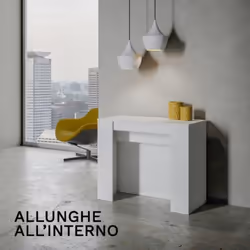 Table console extensible - VENUS - Frêne blanc - 10 places - Rectangulaire - Extensible jusquà 296 cm
