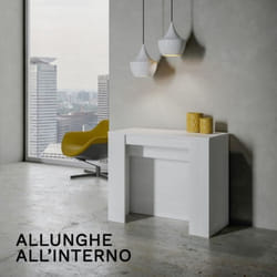 Table console extensible - VENUS - Frêne blanc - 10 places - Rectangulaire - Extensible jusquà 296 cm