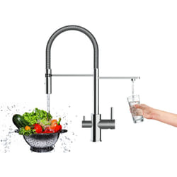 Robinet de Cuisine Mitigeur 3 voies chrome robinet bec chrome orientable et douchette 2 jets detachable Vizio