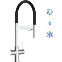 Robinet de Cuisine Mitigeur 5 voies en acier inoxydable chirurgical 316 brosse mat bec noir orientable et douchette 2 jets detachable Vizio