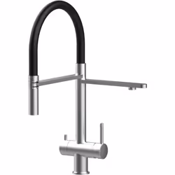 PRODUIT art nr.: VZFX018182 couleur: Acier brossé mat / Noir Mitigeur evier cuisine 3 voies, en ACIER INOXYDABLE CHIRURGICAL  ...