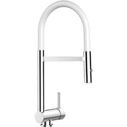 Robinet de Cuisine Mitigeur rabattable sous fenetre 60mm chrome robinet bec blanc orientable et douchette 2 jets detachable Vizio