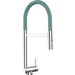 Vizio - Robinet de Cuisine Mitigeur rabattable sous fenetre 45mm chrome robinet bec turquoise orientable et douchette 2 jets detachable
