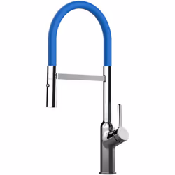 PRODUIT art nr.: VZBD011004 couleur: Chromé / Bleu Mitigeur de cuisine chrome robinet bec orientable et douchette 2 jets deta ...