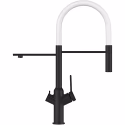 PRODUIT art nr.: VZBF018121 couleur: Noir Mat / Blanc Mitigeur de cuisine chrome noir mat 3 voies - bec orientable et douchet ...