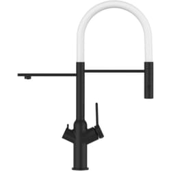 Vizio - Robinet de Cuisine Mitigeur 3 voies noir mat bec blanc orientable et douchette 2 jets detachable bod