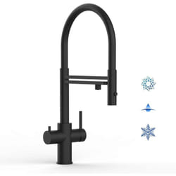 Robinet Cuisine Mitigeur 5 Voies en acier inoxydable Massif, avec bec pivotant 360° et douchette 2-jets détachable, pvd Noir Mat
