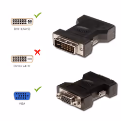 Ewent EC1250 changeur de genre de câble DVI-I 24+5 VGA Noir
