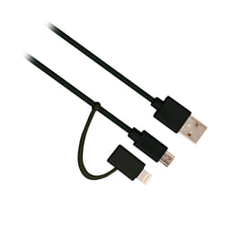 Ewent EW9909 câble USB 1 m USB 2.0 USB A Micro-USB B/Lightning Noir