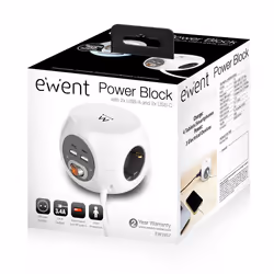 Ewent EW3957 multiprise 1,5 m 3 sortie(s) CA Intérieure Blanc