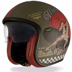 Premier Vintage Pin Up Casque jet, vert, taille XS pour Hommes
