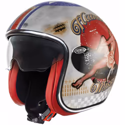 Premier Vintage Pin Up Old Style Casque jet argent, taille XS pour Hommes