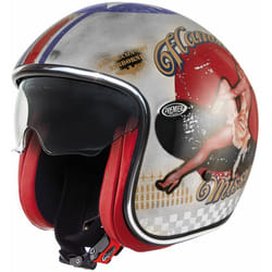 Premier Vintage Pin Up Old Style Casque jet argent, taille XS pour Hommes