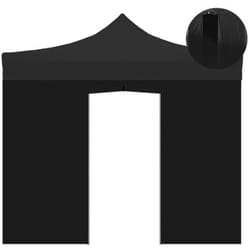 Housse latérale imperméable noire 3x2m avec porte enroulable pour tonnelle refermable