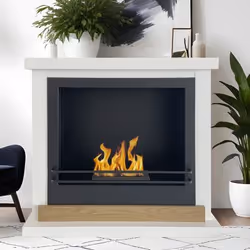 DIVINA FIRE DF87062 cheminée Intérieure Cheminée autonome Bioéthanol Noir, Blanc, Bois - Vue supplémentaire 2