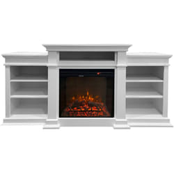 Divina Fire - Cheminée électrique au sol biden en bois blanc L179 x P48 x H85