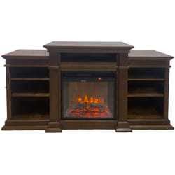 Divina Fire - Cheminée électrique biden au sol en bois de noyer L179 x P48 x H85